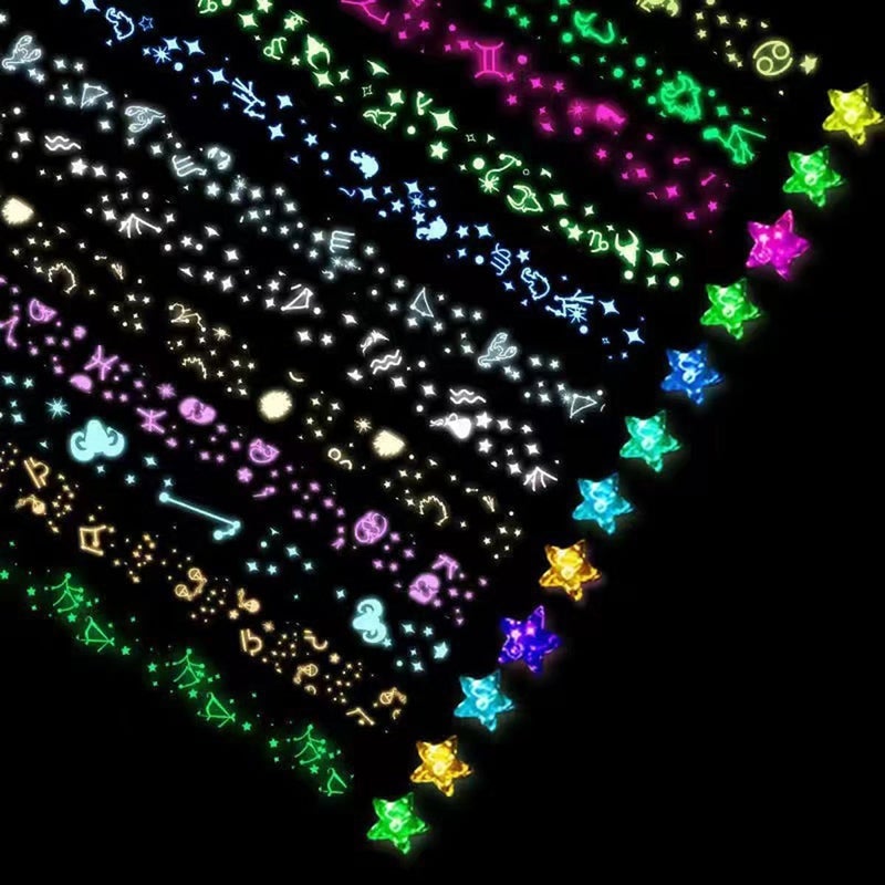 Aeojoor Star origami strips, paper star glow in the dark colored craft paper (glowing 12 colors (210 sheets) - Image 1